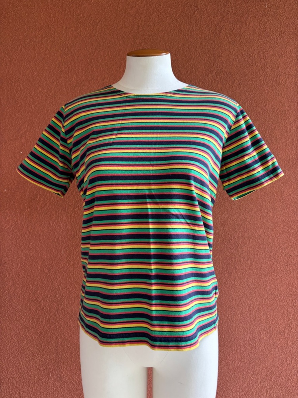 Jones New York Sport Multicolor Striped Tee - Green, Yellow, Red, Black